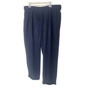 Polo Golf Ralph Lauren Mens 38x30 Navy Blue Pleated Cuffed Chino Pants Trousers